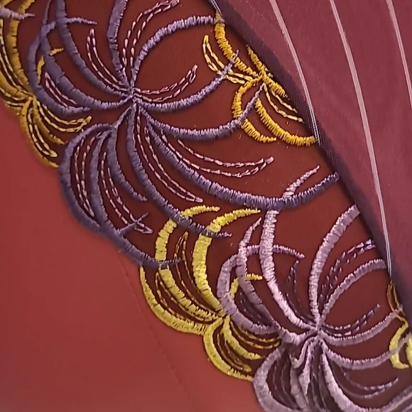 Simone Perele Set Bra 34B and panties Size S Plum pinstriped with embroidery - Picture 8 of 11